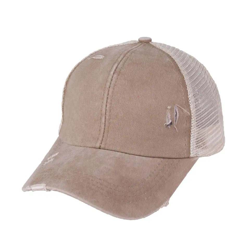 Ponytail Hat with Criss Cross Back Solids