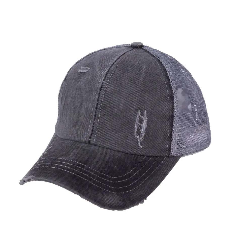 Ponytail Hat with Criss Cross Back Solids
