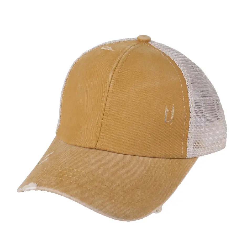 Ponytail Hat with Criss Cross Back Solids